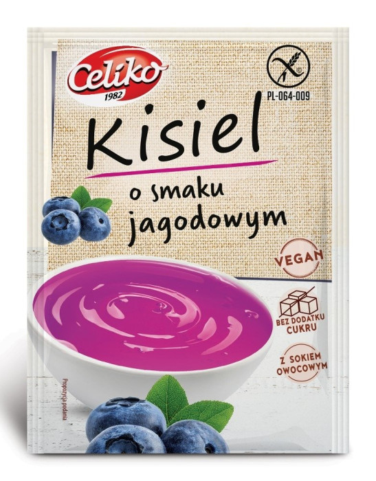 Kisiel o smaku jagodowym bez dodatku cukrów bezglutenowy 40 g - CELIKO