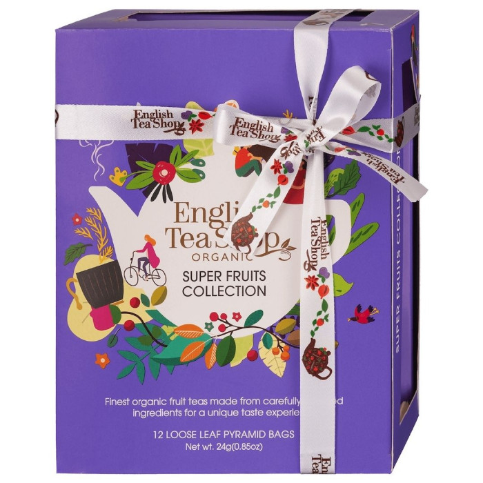 Kolekcja herbatek owocowych BIO PIRAMIDKI (SUPER FRUITS – 6 SMAKÓW) (12 x 2 g) 24 g - ENGLISH TEA SHOP ORGANIC