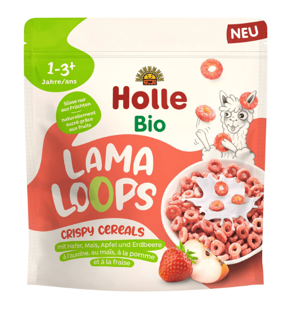 Kółka zbożowe jabłkowo - truskawkowa lama bez dodatku cukrów od 1 roku BIO 125 g - HOLLE