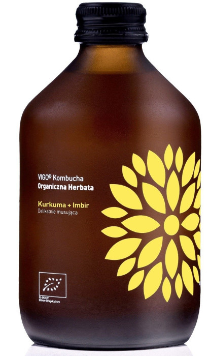 Kombucha z kurkumą i imbirem bezglutenowa BIO 330 ml - VIGO