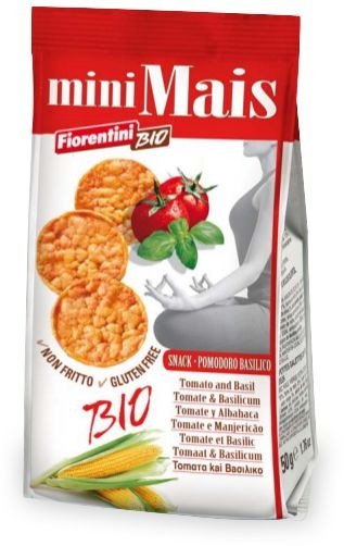 Krążki kukurydziane z pomidorami i bazylią bezglutenowe BIO 50 g - FIORENTINI