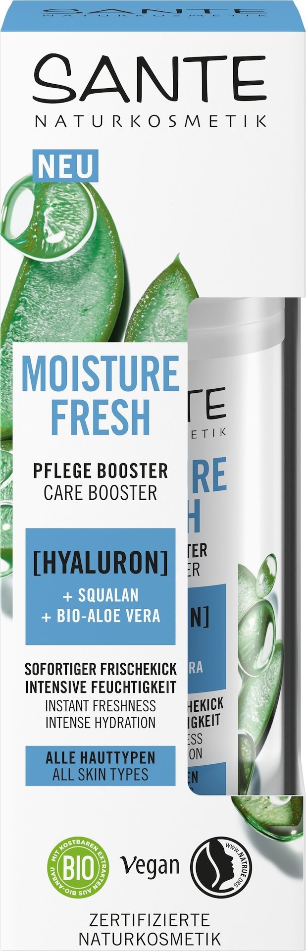 Krem - BOOSTER DO TWARZY NAWILŻAJĄCY Z KWASEM HIALURONOWYM, SKWALANEM I ALOESEM ECO 50 ml - SANTE