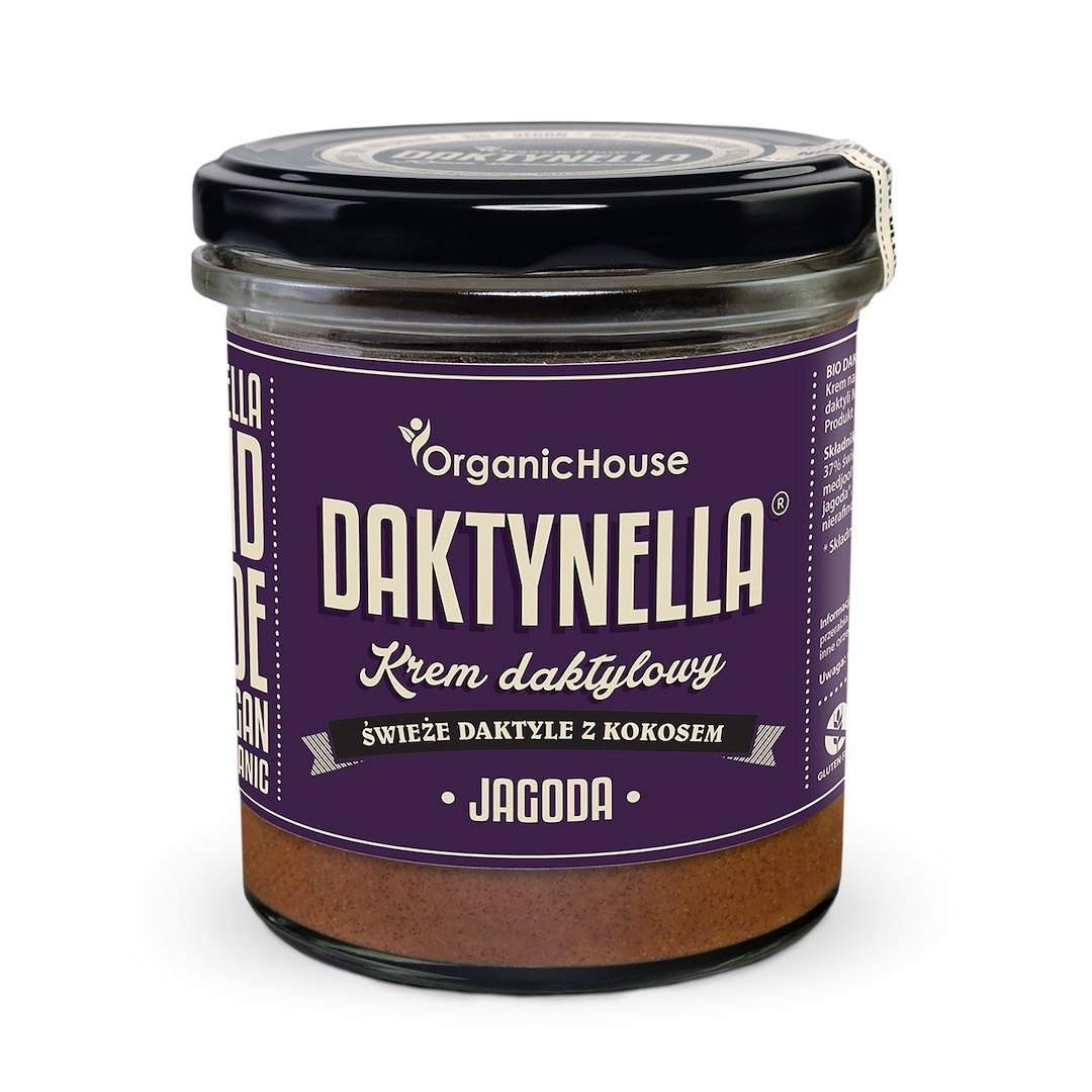 Krem kokos - daktyle medjool - jagoda bezglutenowy BIO 280 g - ORGANICHOUSE (DAKTYNELLA)