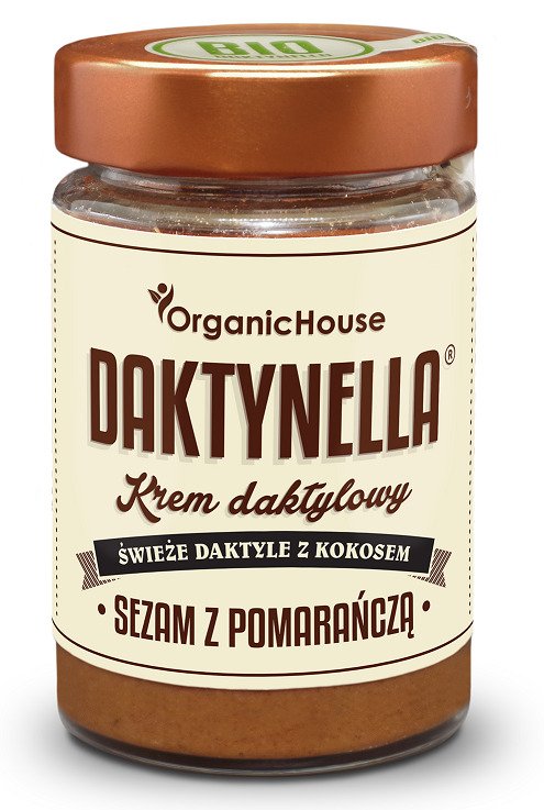Krem kokosowo - daktylowy z sezamem i pomarańczą bezglutenowy BIO 190 g - ORGANICHOUSE (DAKTYNELLA)