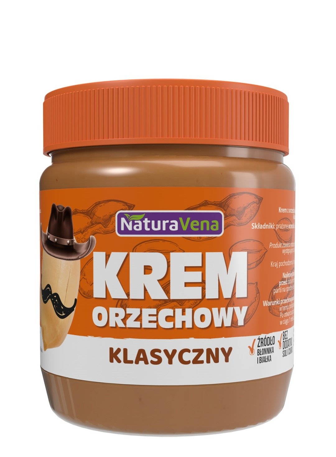 Krem orzechowy klasyczny 100 % bez dodatku soli i cukrów 340 g - NATURAVENA
