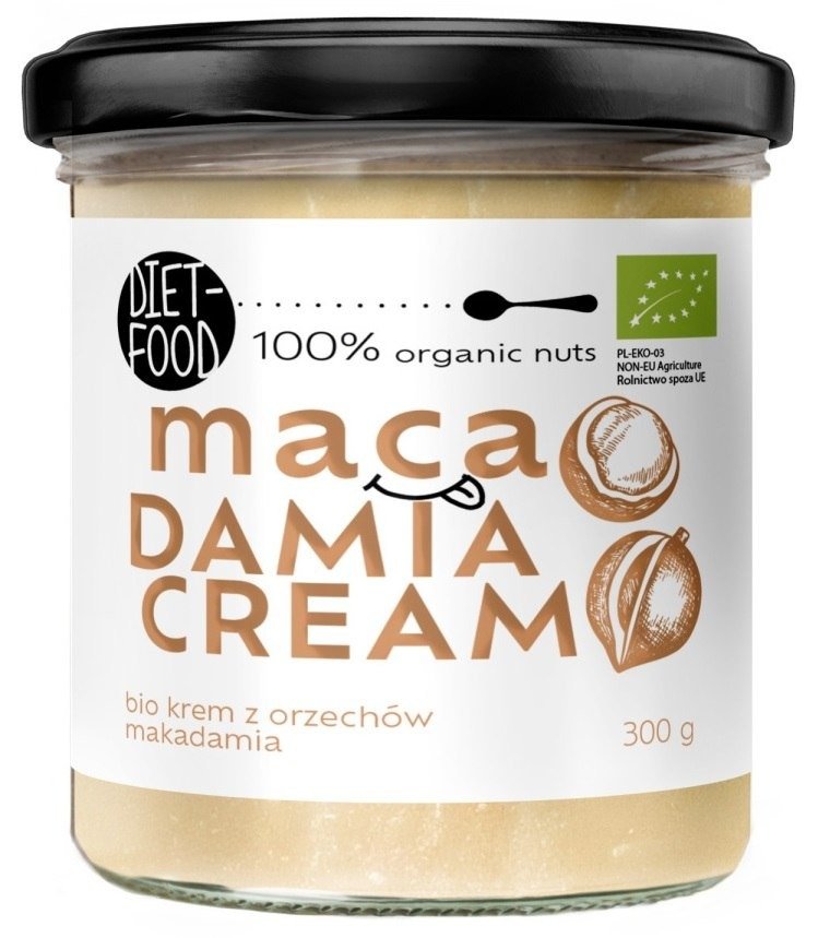 Krem z orzechów macadamia prażonych 100 % BIO 300 g - DIET-FOOD