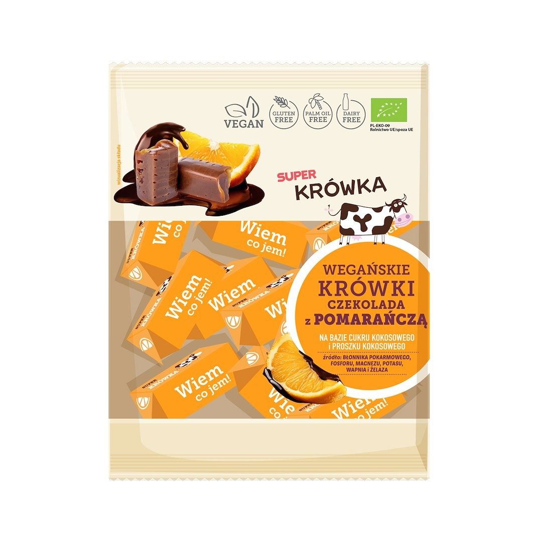 Krówki czekolada z pomarańczą bezmleczne bezglutenowe BIO 150 g - ME GUSTO (SUPER KRÓWKA)