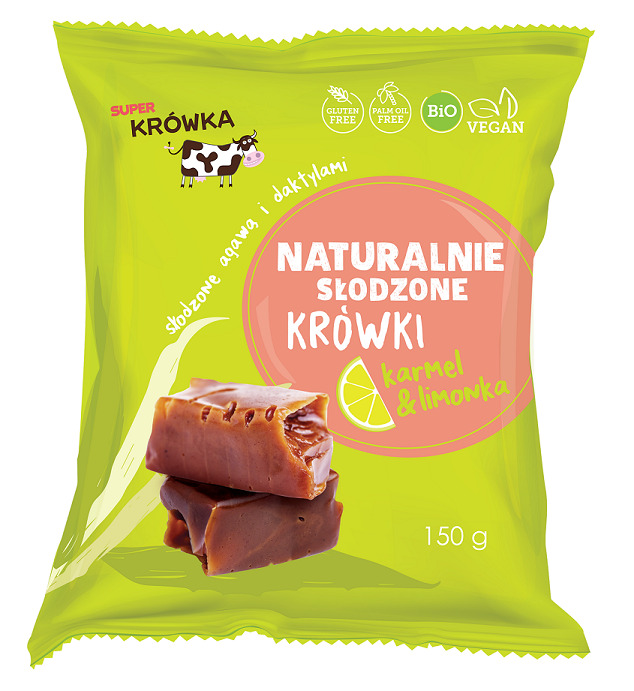 Krówki o smaku karmelu i limonki bezmleczne bezglutenowe BIO 150 g - ME GUSTO (SUPER KRÓWKA)