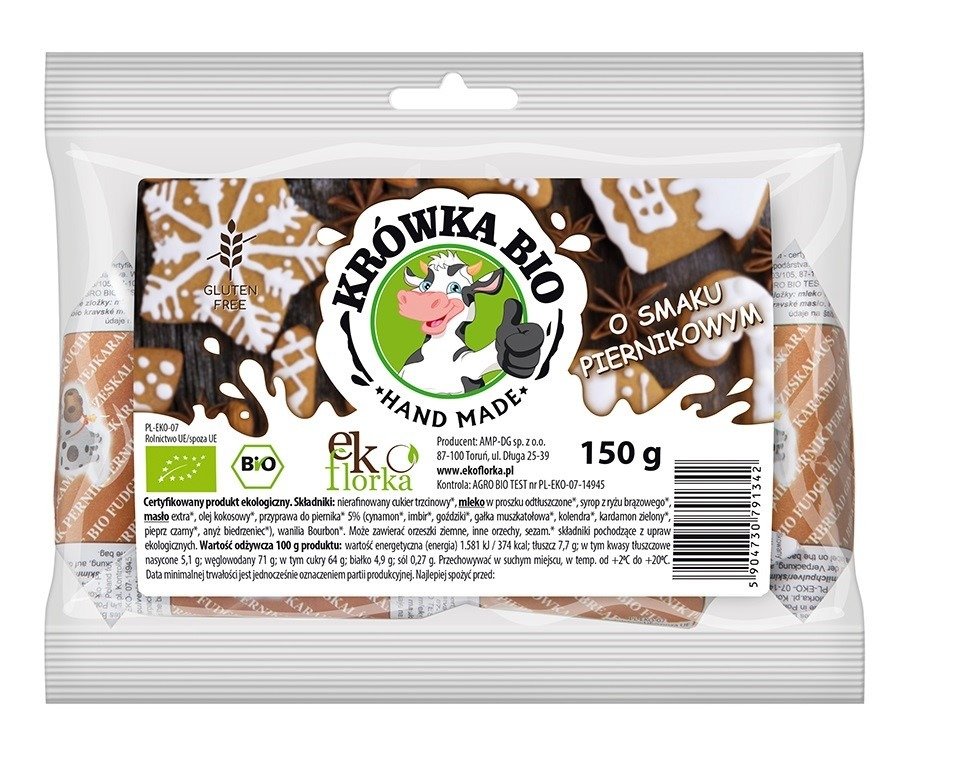 Krówki o smaku piernikowym bezglutenowe BIO 150 g - EKOFLORKA (PRODUKT SEZONOWY)
