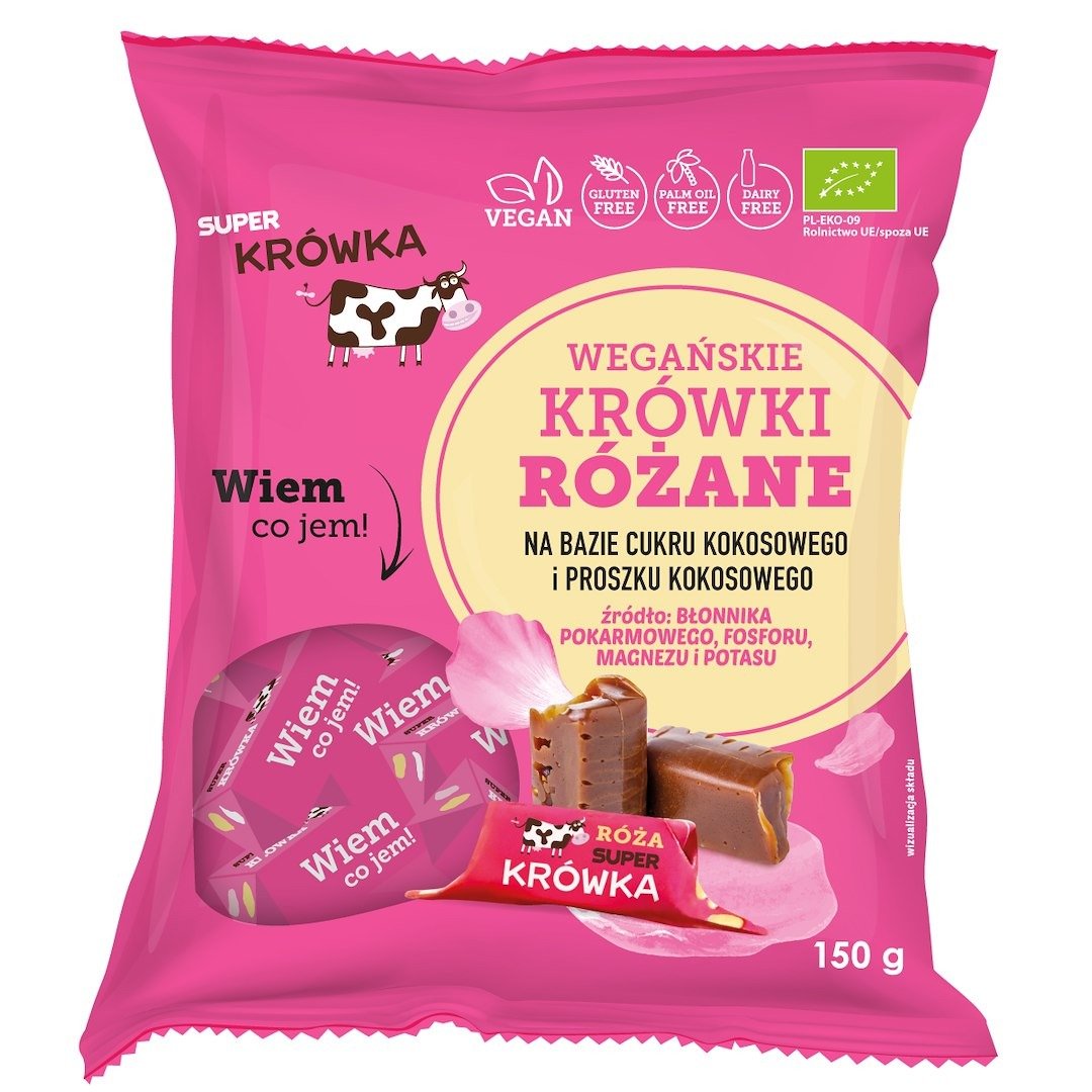 Krówki o smaku różanym bezmleczne bezglutenowe BIO 150 g - ME GUSTO (SUPER KRÓWKA)