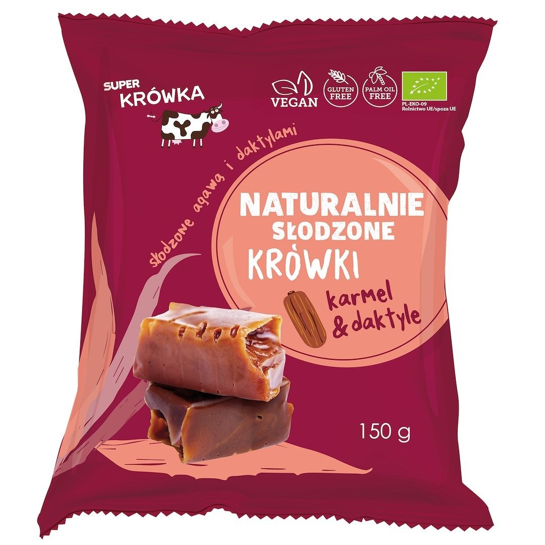 Krówki słodzone agawą i daktylami bezmleczne bezglutenowe BIO 150 g - ME GUSTO (SUPER KRÓWKA)
