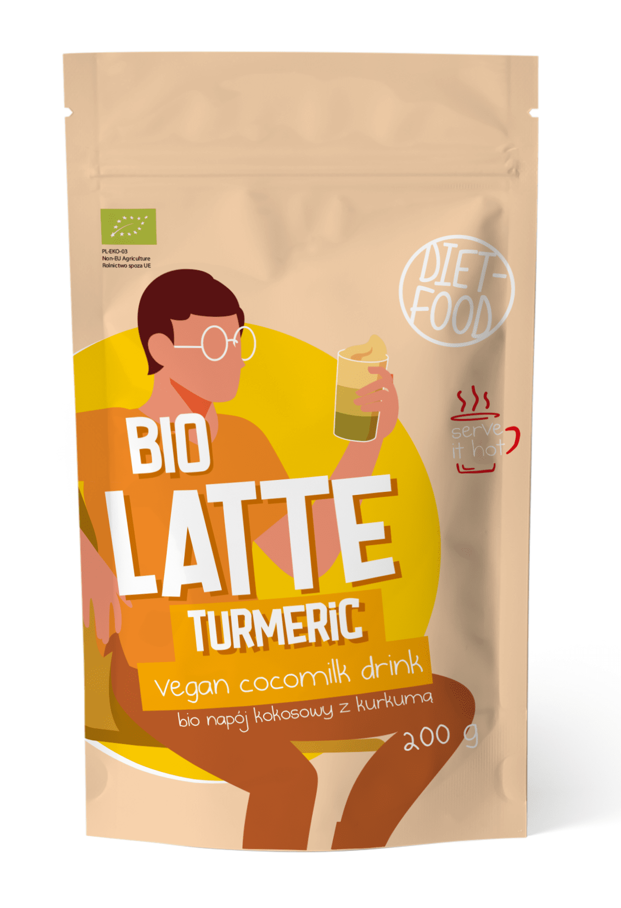 Latte turmeric - napój kokosowy z kurkumą BIO 200 g - DIET-FOOD