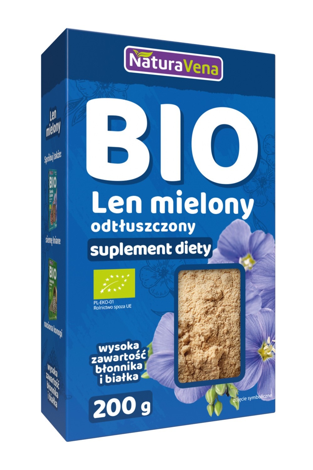 Len mielony odtłuszczony BIO 200 g - NATURAVENA