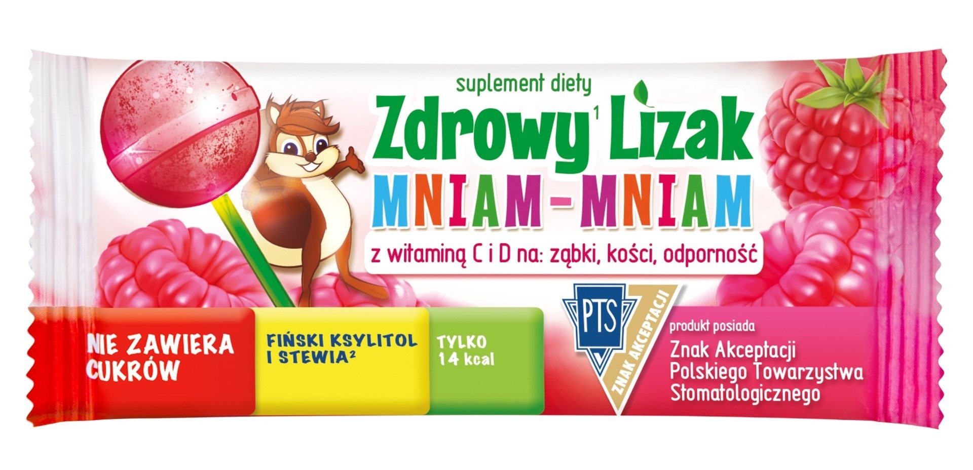 Lizak kulka o smaku malinowym z witaminą d i c bez cukru bezglutenowy 6 g - ZDROWY LIZAK (MNIAM MNIAM)