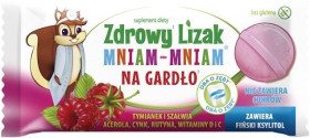 Lizak o smaku malinowym na gardło bez cukru bezglutenowy 6 g - ZDROWY LIZAK (MNIAM MNIAM)