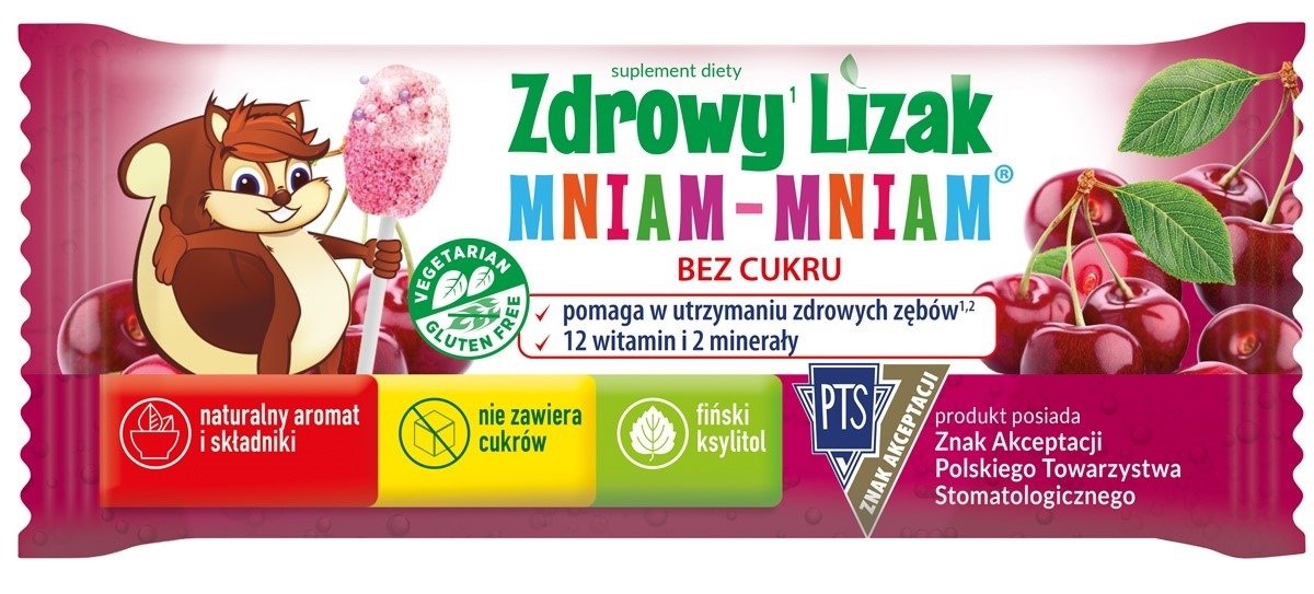 Lizak o smaku musującej wiśni na odporność bez cukru bezglutenowy 6 g - MNIAM MNIAM STARPHARMA