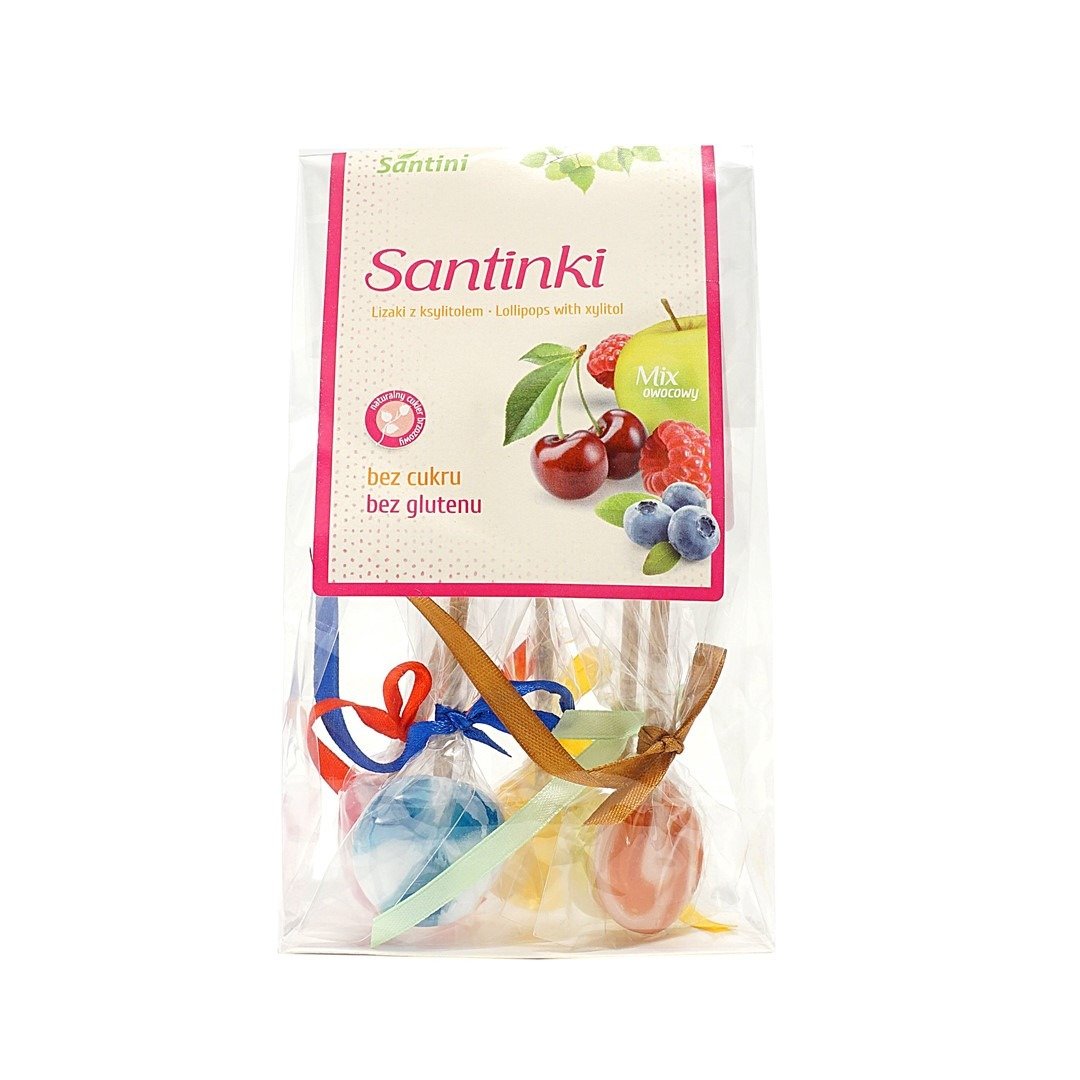 Lizaki owocowe bez cukru bezglutenowe (5 x 10 g) 50 g - SANTINI