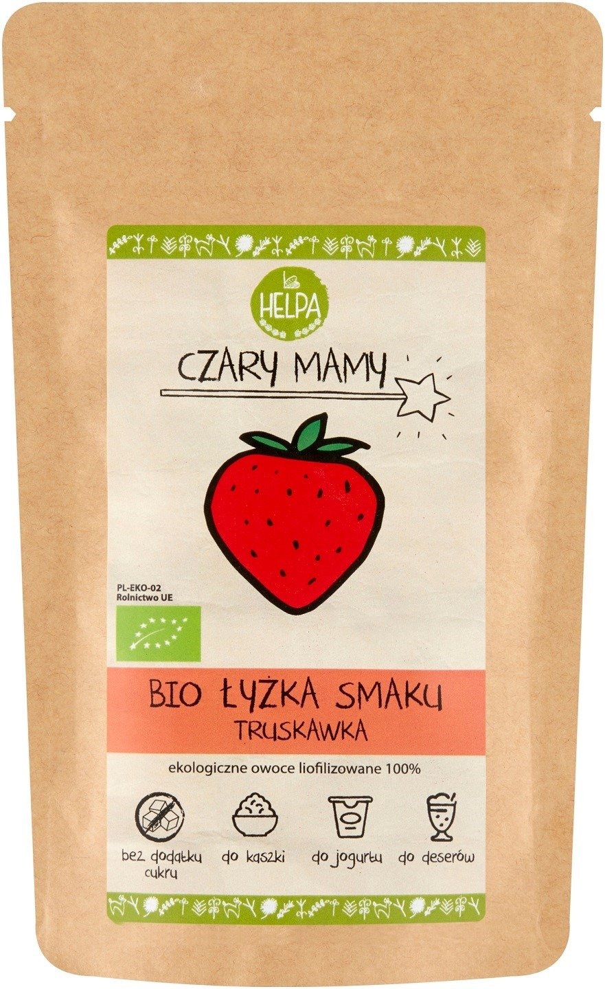 Łyżka smaku truskawka (liofilizowana sproszkowana truskawka) BIO 40 g - HELPA