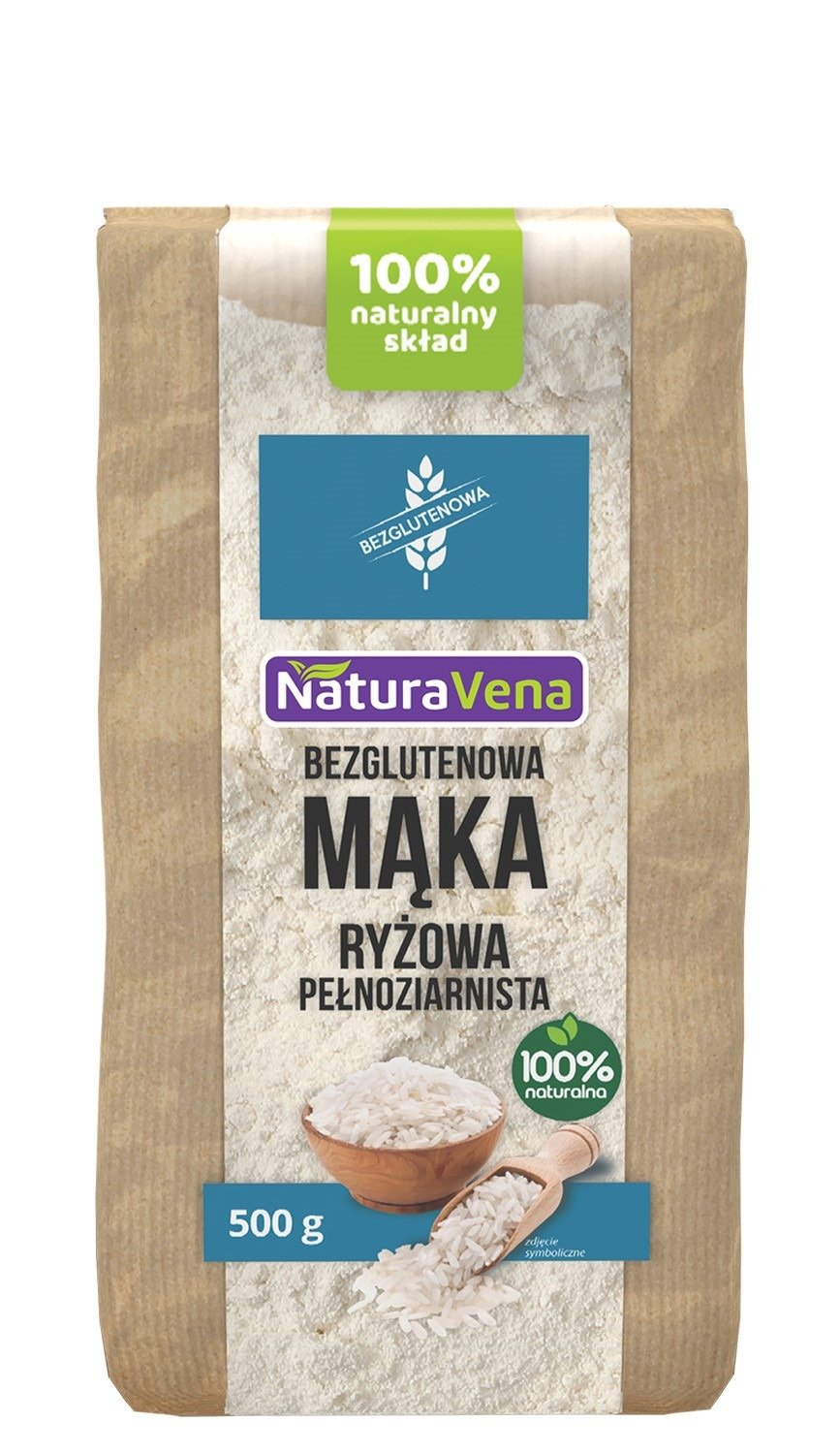 Mąka ryżowa pełnoziarnista bezglutenowa 500 g - NATURAVENA