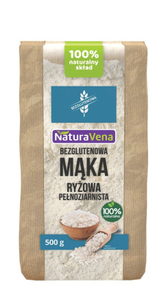 Mąka ryżowa pełnoziarnista bezglutenowa 500 g - NATURAVENA