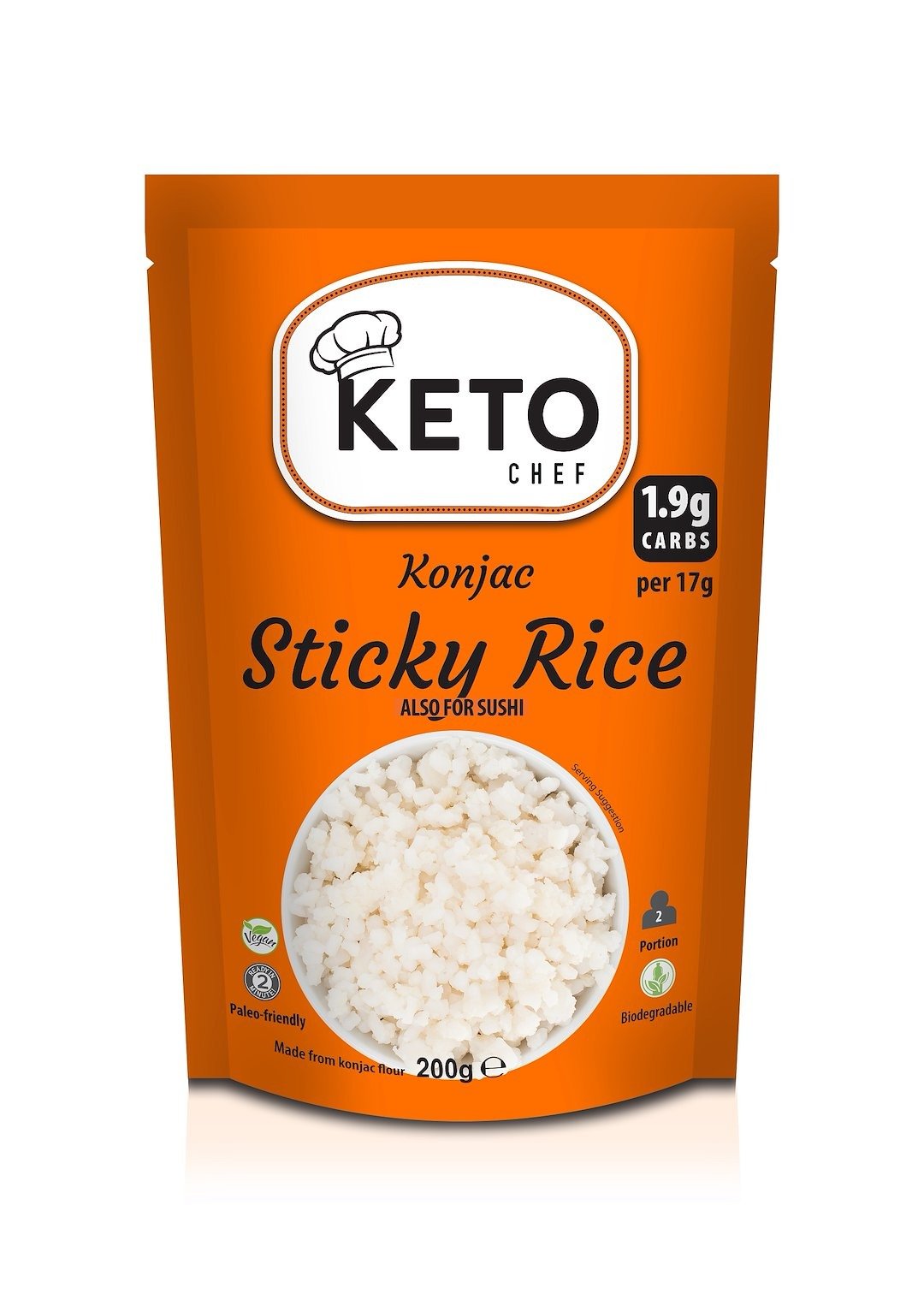Makaron (konjac) w kształcie ryżu (sticky rice) do sushi bezglutenowy 200 g - KETO CHEF