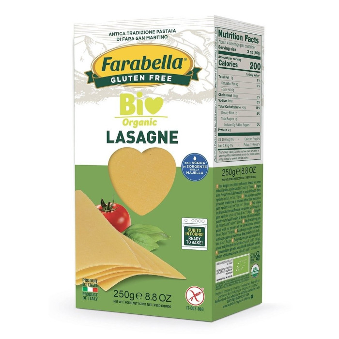 Makaron (kukurydziano - ryżowy) lasagne bezglutenowy BIO 250 g - FARABELLA