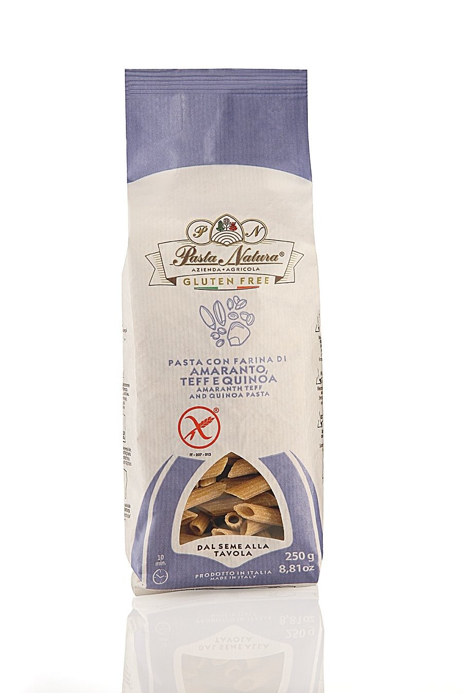 Makaron (kukurydziano - RYŻOWY Z AMARANTUSEM, TEFF I QUINOA) PENNE BEZGLUTENOWY 250 g - PASTA NATURA