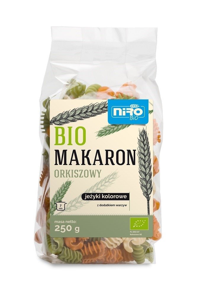 Makaron (orkiszowy kolorowy) jeżyki BIO 250 g - NIRO