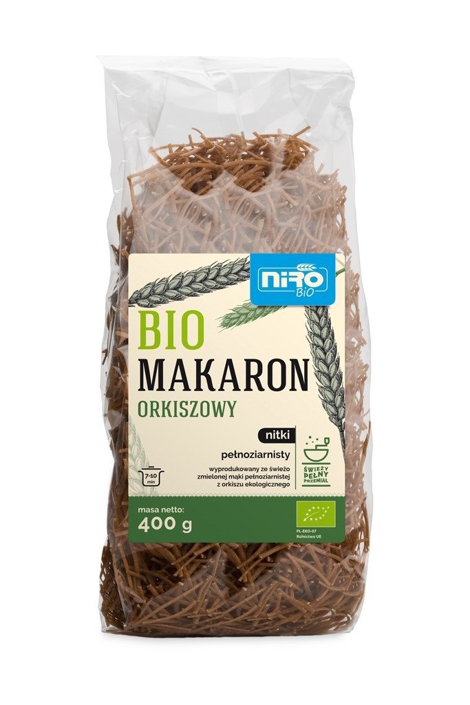 Makaron (orkiszowy razowy) nitki BIO 400 g - NIRO
