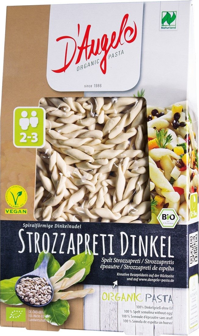 Makaron (orkiszowy) strozzapreti BIO 250 g - D`ANGELO