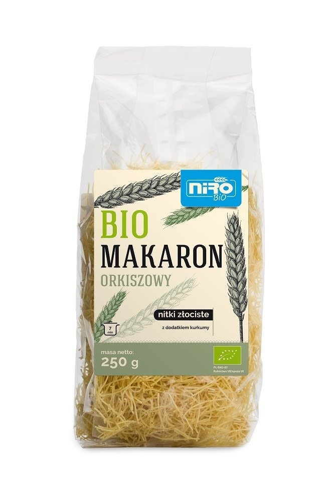 Makaron (orkiszowy z kurkumą) nitki złociste BIO 250 g - NIRO