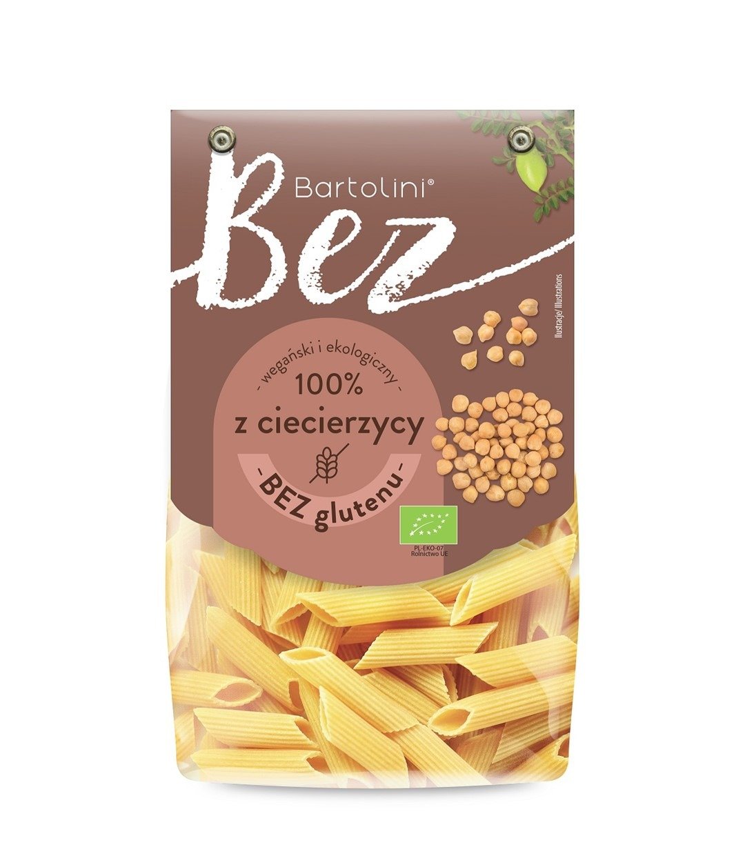 Makaron proteinowy (z ciecierzycy) penne bezglutenowy BIO 250 g - BARTOLINI