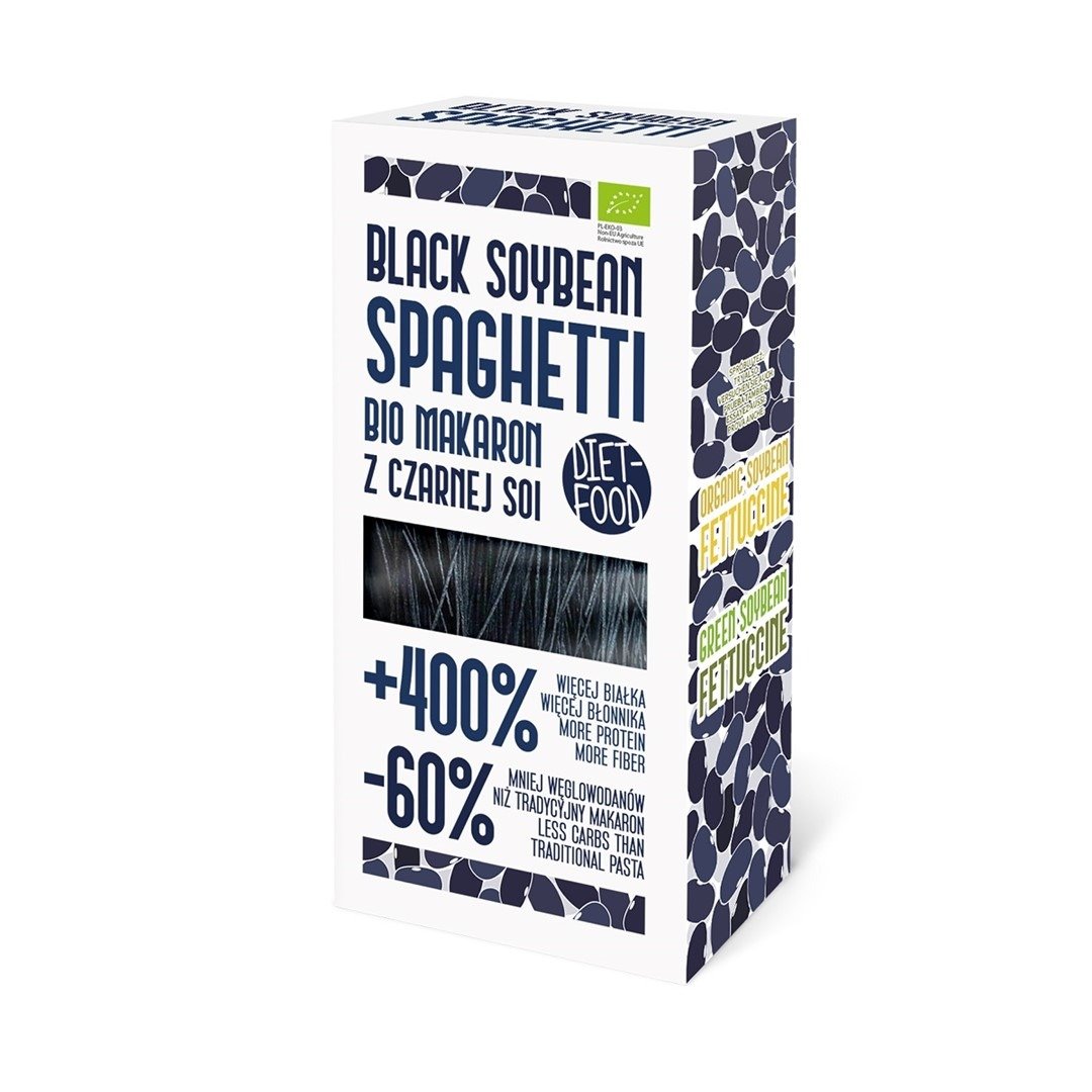 Makaron proteinowy (z czarnej soi) spaghetti bezglutenowy BIO 200 g - DIET-FOOD