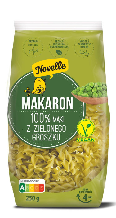 Makaron proteinowy (z groszku zielonego) świderki 250 g - NOVELLE