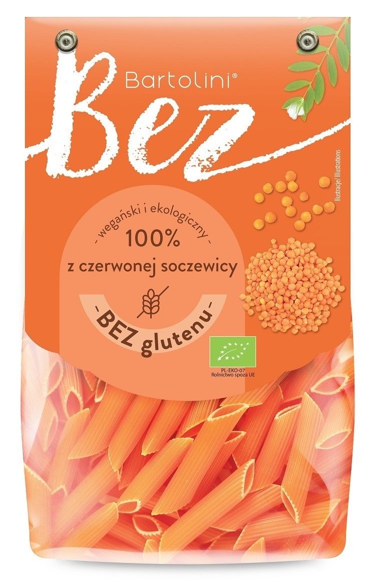 Makaron proteinowy (z soczewicy czerwonej) penne bezglutenowy BIO 250 g - BARTOLINI