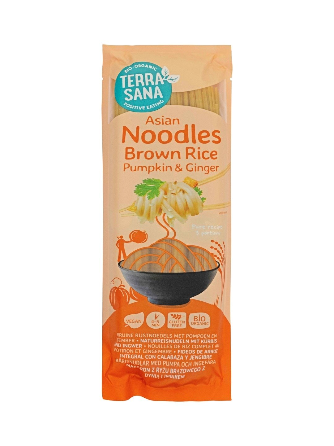 Makaron (ryżowy razowy z dynią i imbirem) noodle spaghetti bezglutenowy BIO 250 g - TERRASANA
