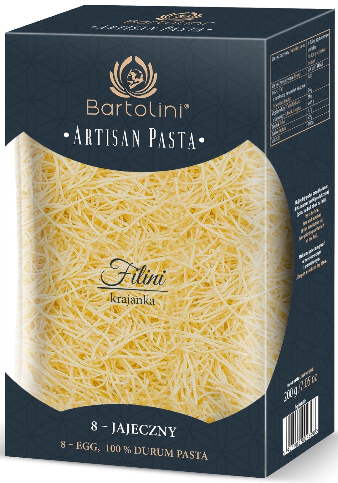 Makaron (semolinowy 8-jajeczny) krajanka średnia 200 g - BARTOLINI (ARTISAN PASTA)