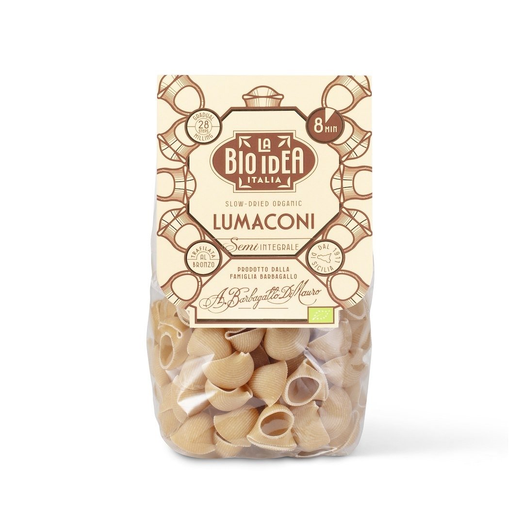 Makaron (semolinowy półrazowy) lumaconi BIO 375 g - LA BIO IDEA