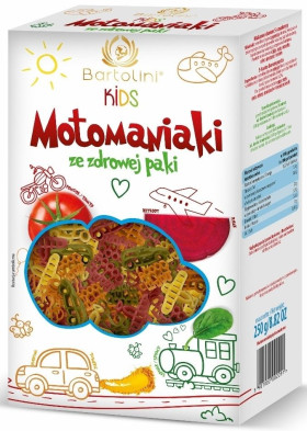 Makaron (semolinowy z suszonymi warzywami) dla dzieci motomaniaki 250 g - BARTOLINI