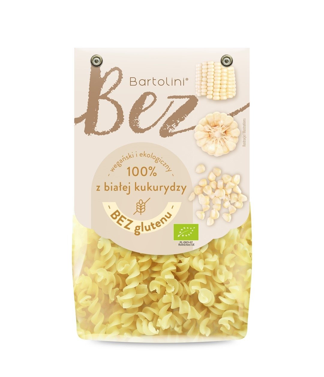 Makaron (z białej kukurydzy) świderki bezglutenowy BIO 250 g - BARTOLINI