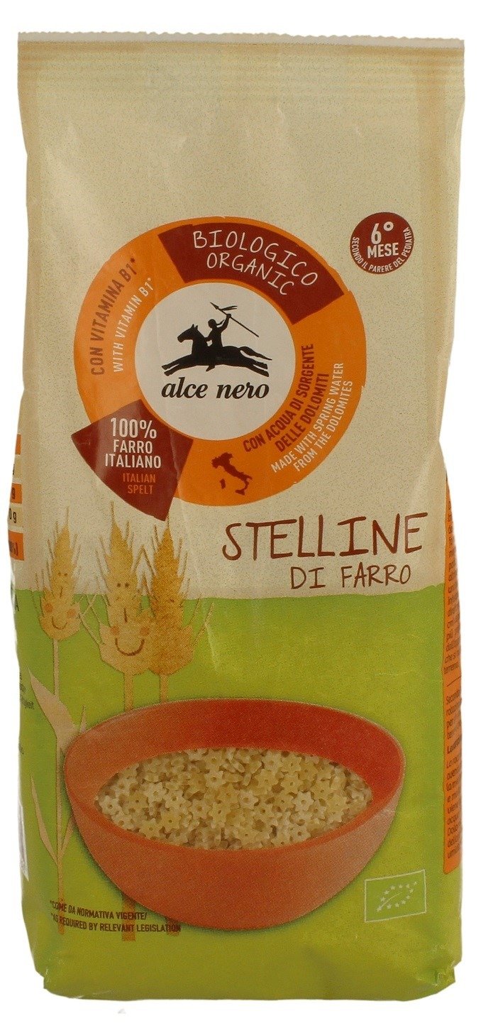 Makaron (z płaskurki) gwiazdki dla dzieci od 6 miesiąca BIO 500 g - ALCE NERO