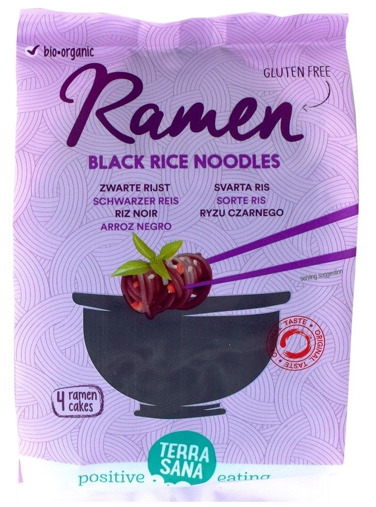 Makaron (z ryżu czarnego) ramen bezglutenowy BIO 280 g - TERRASANA