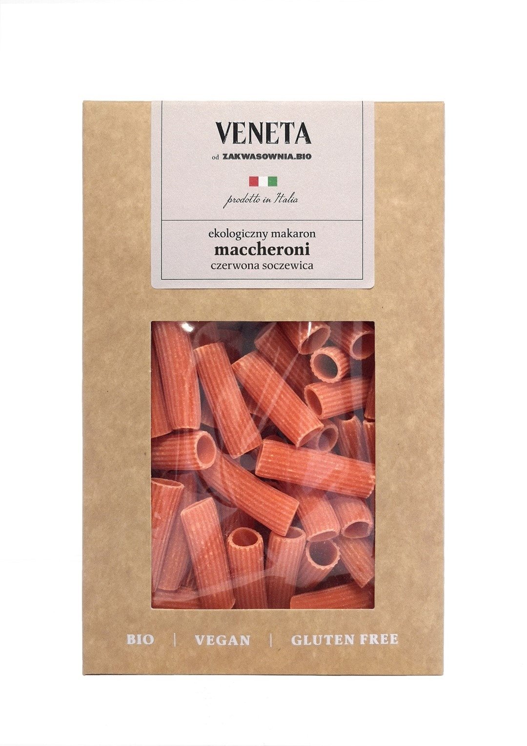 Makaron (z soczewicy czerwonej) maccheroni bezglutenowy BIO 250 g - VENETA