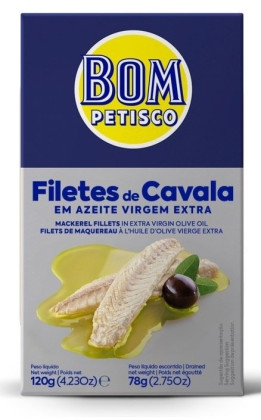 Makrela filety w oliwie z oliwek extra virgin 120 g (78 g) - BOM PETISCO