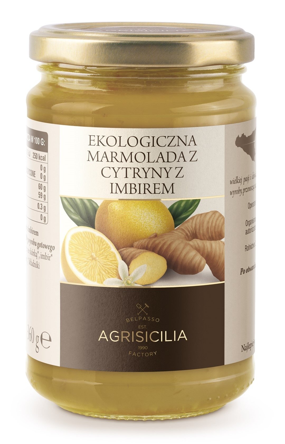 Marmolada z cytryn z imbirem BIO 360 g - AGRISICILIA (PRODUKT SEZONOWY)