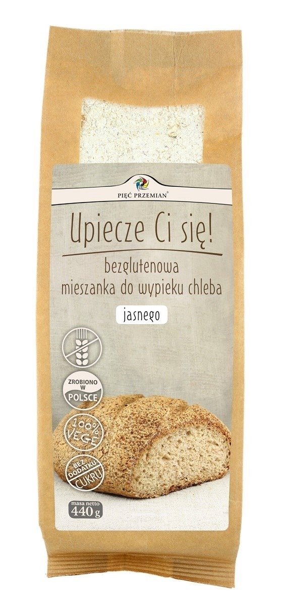 Mieszanka do wypieku chleba jasnego bez dodatku cukrów bezglutenowa 440 g - PIĘĆ PRZEMIAN