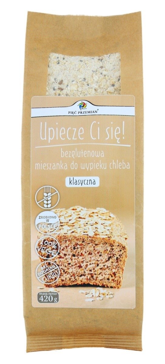 Mieszanka do wypieku chleba klasyczna bez dodatku cukrów bezglutenowa 420 g - PIĘĆ PRZEMIAN