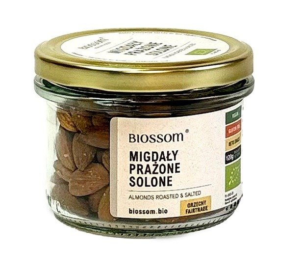 Migdały prażone i solone bezglutenowe BIO 120 g - BIOSSOM