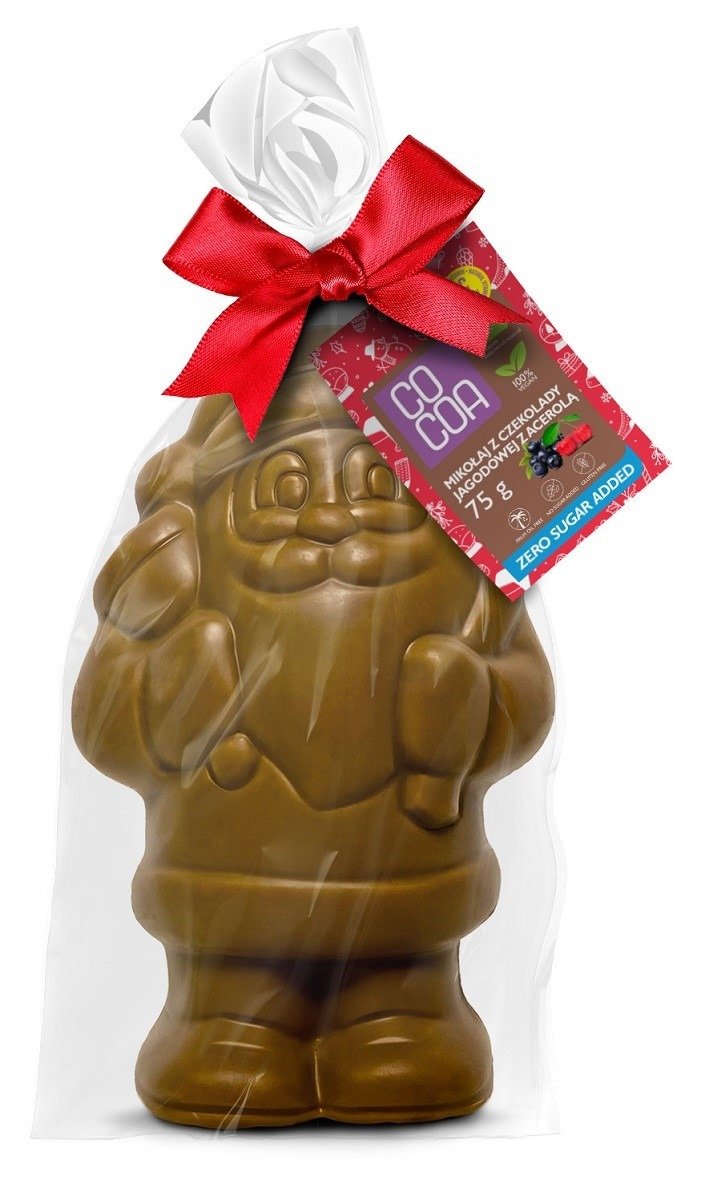 Mikołaj z czekolady jagodowej bez dodatku cukrów BIO 75 g - COCOA (PRODUKT SEZONOWY)