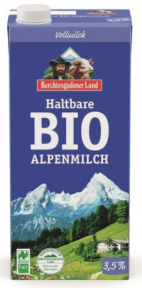 Mleko alpejskie uht (min. 3,5 % tłuszczu) BIO 1 L - BERCHTESGADENER LAND
